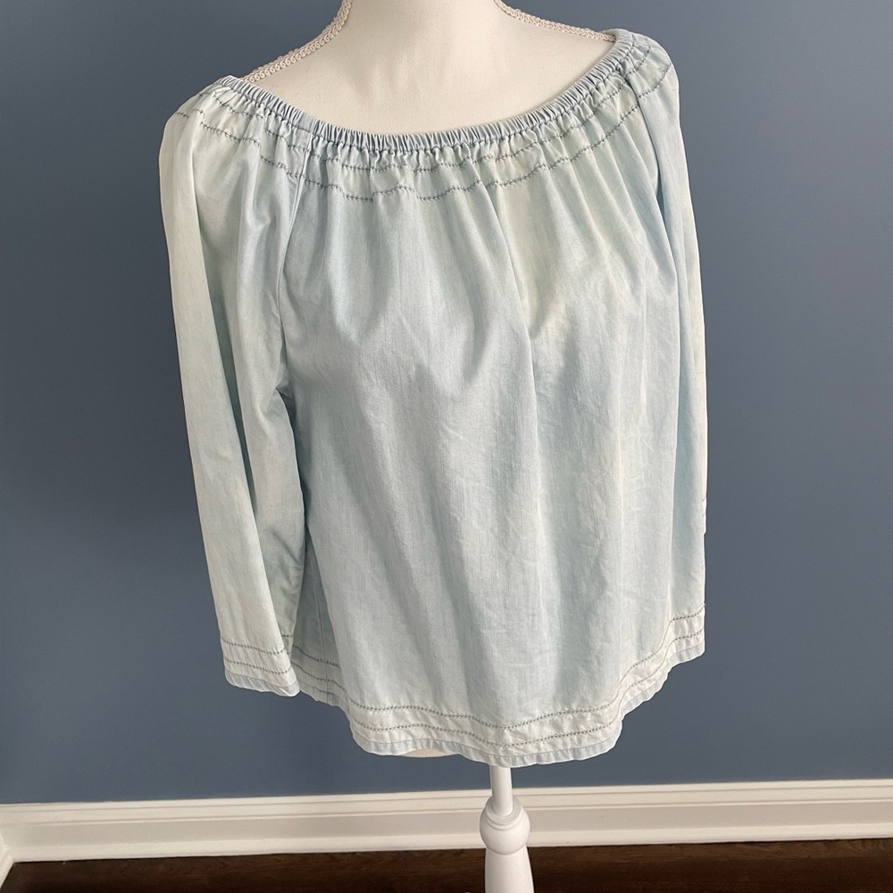 GAP Light Denim Popover Top